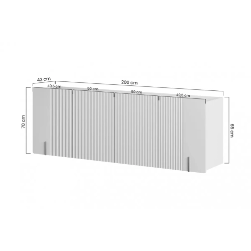 Komoda Malmi 200 cm wisząca - czarny mat / czarny